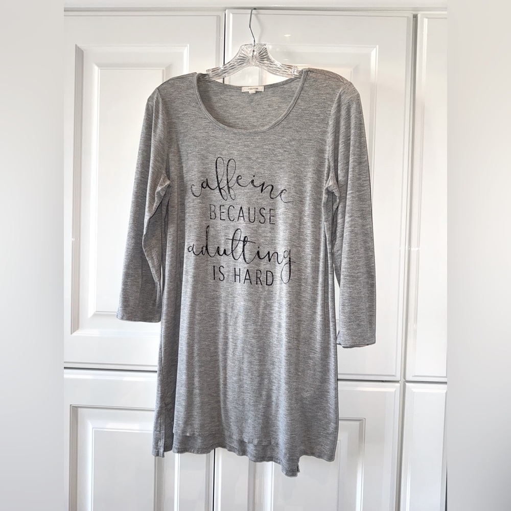 Caffeine Because Adulting Is Hard // Maurices Tunic Top
